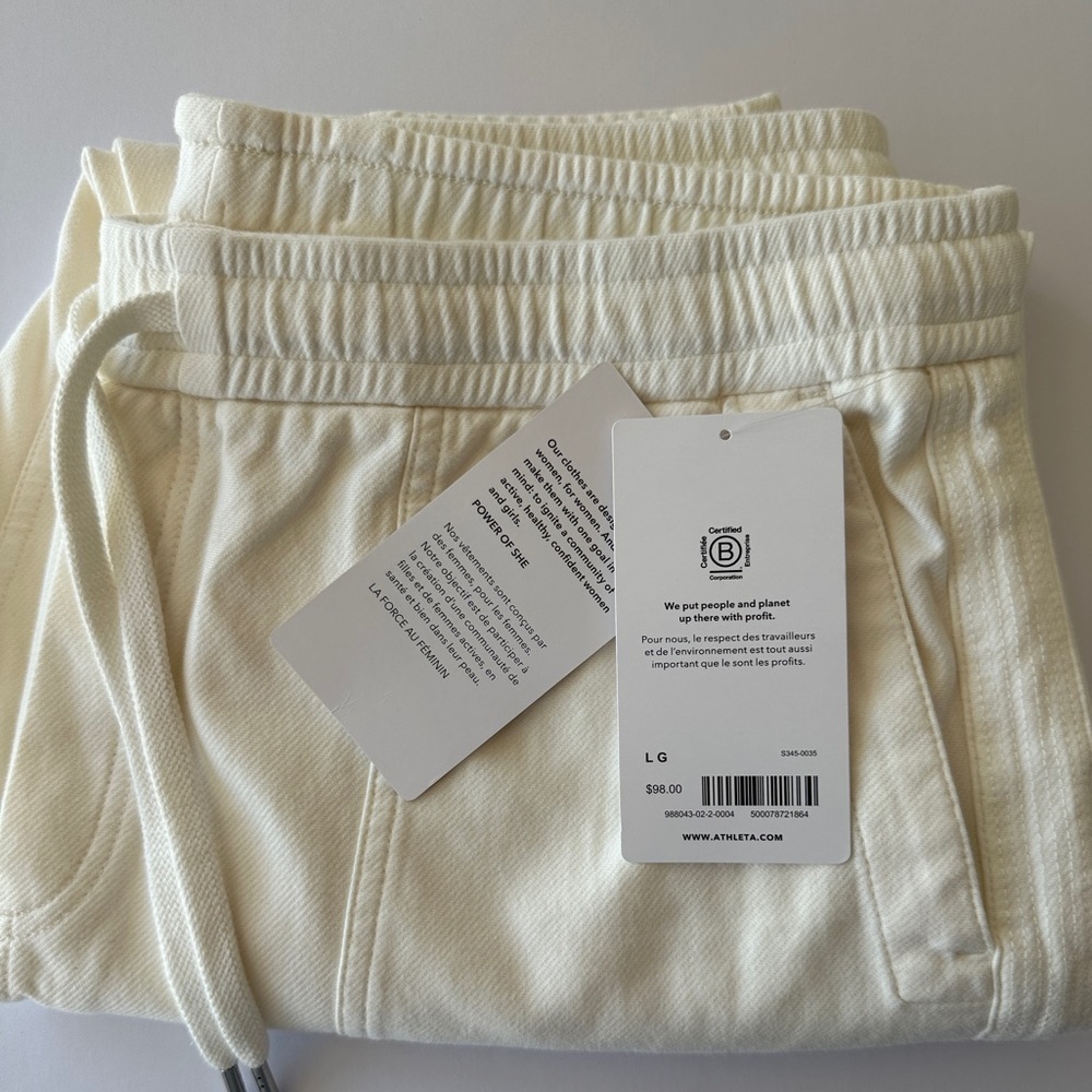 Athleta Farallon Jogger Sweatpants Large NWT off white - Picture 3 of 4